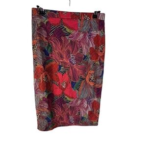 Vtg Elana Kattan Colorful Atw Artsy Floral Stretch Pencil Skirt